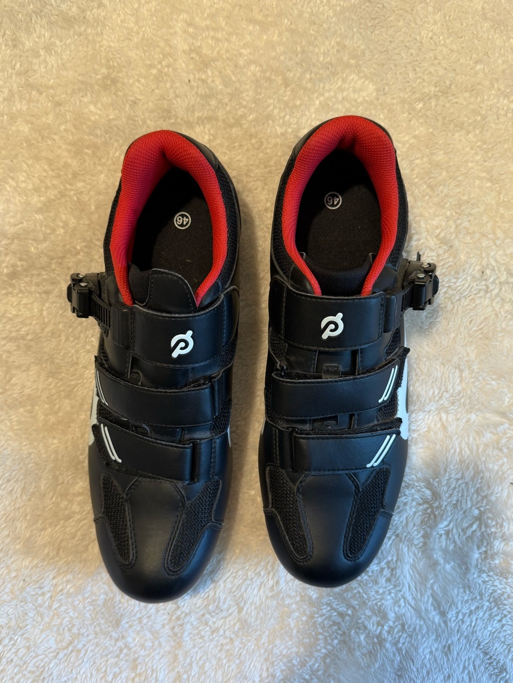 Peloton Men's Black Cycling Sneakers with Red Lining